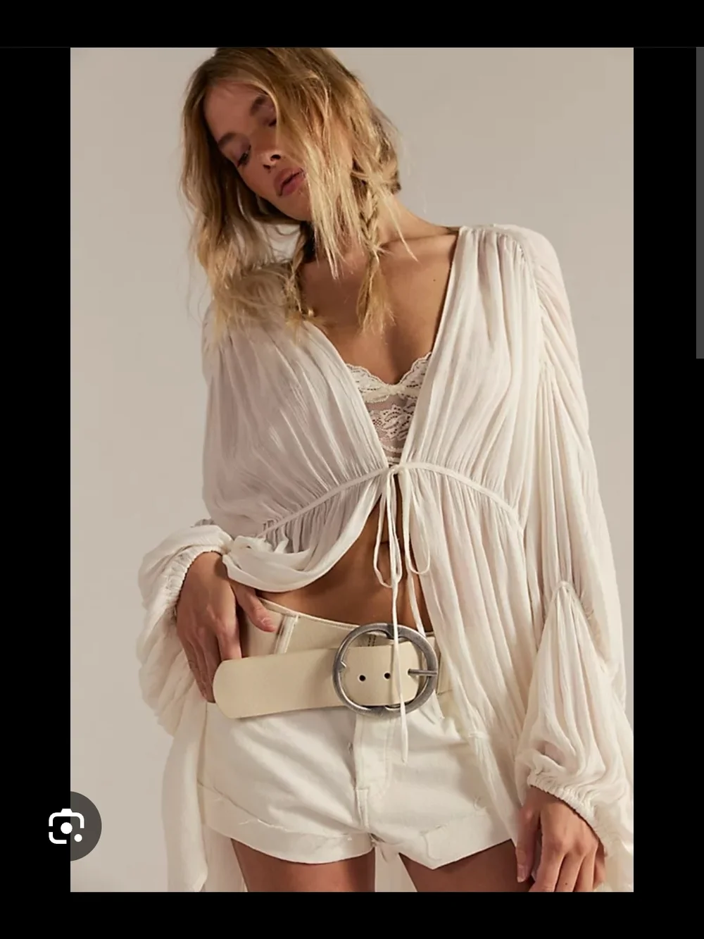 Free People Juliet Duster / White  Cream Flowy Top / Jacket - Picture 3 of 4